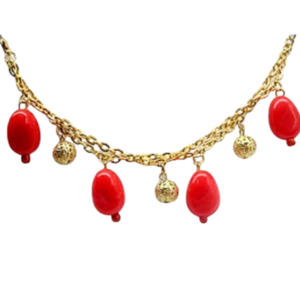 Double bracelet w/ filigree & orange beads Adjustable